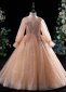 Girls Pink Long Sleeve Sequin Tulle Wedding Christmas Dresses