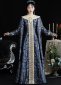 Renaissance Medieval Blue Floral Jacquard Robe Dress 4