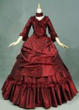 Brand New Red Gothic Victorian Dresses French Bustle Period Ball Gowns Reenactment Halloween Costumes