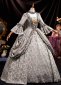 Renaissance Gray Floral Victorian Regency Rococo Dress 3