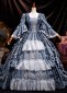 Renaissance Blue Floral Lace Ball Gown Rococo Dress