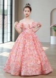 Little Girls Pink Sequin Off Shoulder Party Formal Dress
