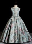 Children Vintage Brocade Jacquard Sleeveless Masquerades Party Dress