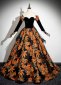 Orange Jacquard Long Sleeves Off the Shoulder Formal Dress