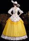 Yellow Printed Ruffled Half Sleeves Floor Length Venice Carnival Holiday Festive Formal Dress 5