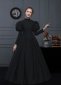 Black Cotton Victorian Mourning Dress Steampunk Historical Halloween Funeral Costume