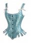 Blue Historically Inspired Jacquard Overbust Corset