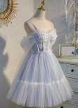 Blue Tulle Homecoming Dresess Customize Women Mini Cocktail Party Gowns
