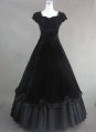 Black Vintage Short Sleeves Square Collar Cotton Halloween Gothic Victorian Dress