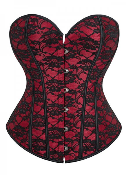 Black and Burgundy Strapless Sexy Lace Corset