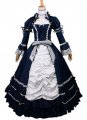 Vintage Dark Blue And White Renaissance Victorian Dress Gowns