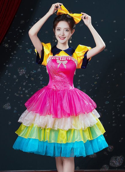 Girls Princess Party Prom Formal Dress Stage Colorful Dresses