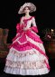 Red Printed Ruffled Half Sleeve Floor Length Venice Carnival Fancy Dress 2