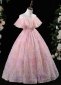 Children Ruffle Shoulder Tulle Flowers Prom Fancy Dresses 3