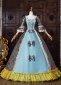 Blue Floral Brocade Rococo Victorian Ball Gown Masquerade Dress 1