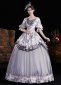 Gray Printed Ruffled Half Sleeves Floor Length Venice Carnival Holiday Festive Formal Dress