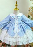 Children Lolita Plaid Birthday Party Dress Girls Princess Puffy A-line Sundress