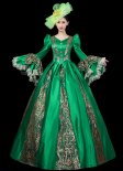 Vintage Green Renaissance Victorian Period Ball Gown Reenactment Theater Costume