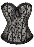 Black Overbust Corset With Lace And Mesh Panels