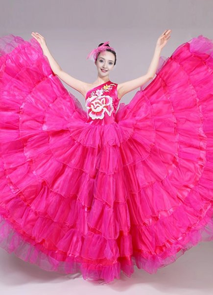 Holiday Carnival Dance Dresses One Shoulder Full Circle Formal Dresses