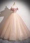 Pink Off Shoulder Tulle Long Formal Dress