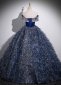 the Shoulder Corset Dark Blue Formal Dress 4