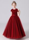Christmas Girls Sequin Mesh Princess Party Formal Dress