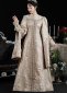 Medieval Champagne Jacquard French Princess Dress Histoircal Reenactment Theater Drama Robe
