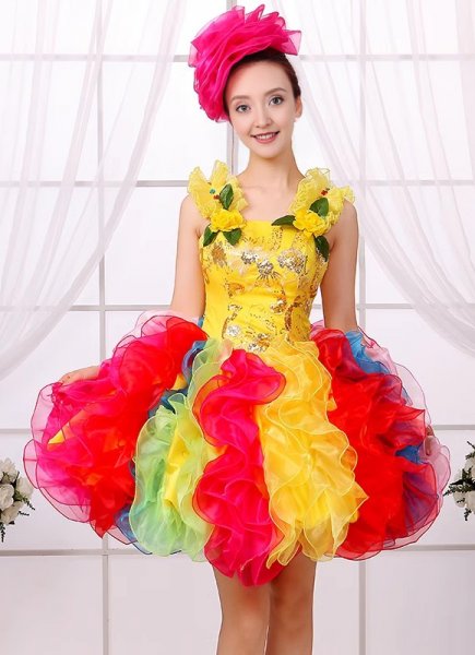 Carnival Stage Apple Shaped Dresses Girls Colorful Tutu Ball Gown