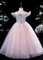 Little Girls Off Shoulder Flower Ball Gown Sequin Party Dress 4