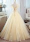 Champagne V Neck Long Formal Dress with Ruffles Sleeve 3