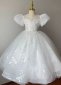 White Mesh Wedding Baptism Party Dresses 4