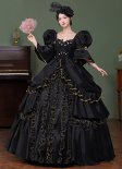 Renaissance Black Dark Fantasy Witch Halloween 17th Century Gown Costumes