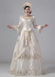 Custom-made Women Champagne Satin Baroque Masquerade Dress Victorian Bustle Gowns