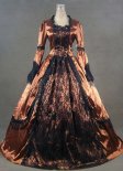Gold Long Sleeve Lace Gothic Civil War Renaissance Victorian Gown Dress