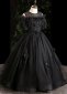 Children Black Applique Feather Tulle Funeral Halloween Party Dress 1