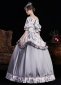 Gray Printed Ruffled Half Sleeves Floor Length Venice Carnival Holiday Festive Formal Dress 4
