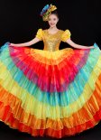 Women Colorful Ruffled Tulle Dresses Samba Carnival Dance Costumes