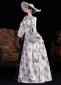 Pink Flower Printed Edwardian Holiday Festive Gown 1890s 1900s 2PC Downton Abbey Dress 2