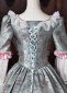 Green Blue Floral Jacquard Victorian Tea Party Dress 18th Century Rococo Ball Gown 6