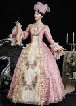 Renaissance Rococo Pink Flower Masquerade Party Dress