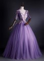 Hot Sale Embroidery Appliques Tulle Prom Dress With Purple