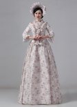 Champagne Floral Victorian Bustle Dresses Edwardian Historical Period Theater Costume