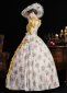 Yellow Printed Long Flare Sleeve Floor Length Masquerade Ball Dress 4