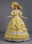 High-end Blue And Yellow Flower Baroque Dress Civil War Ball Gown Reenactment Theatre Costume