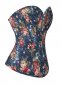 Vintage Blue Printed Overbust Corset 2