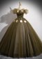 Deep Green Gorgeous Off Shoulder White Rose Applique Tulle Formal Dress 2