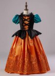 Custom-made Girls Halloween Pumpkin Dresses Children Children Witch Fantasy Cosplay Dress