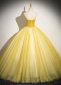 Off The Shoulder Yellow Tulle Sequin Appliques Holiday Party Dress 3