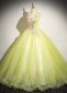 Sparkly Lemon Yellow Sleeveless Appliques Evening Dress 1